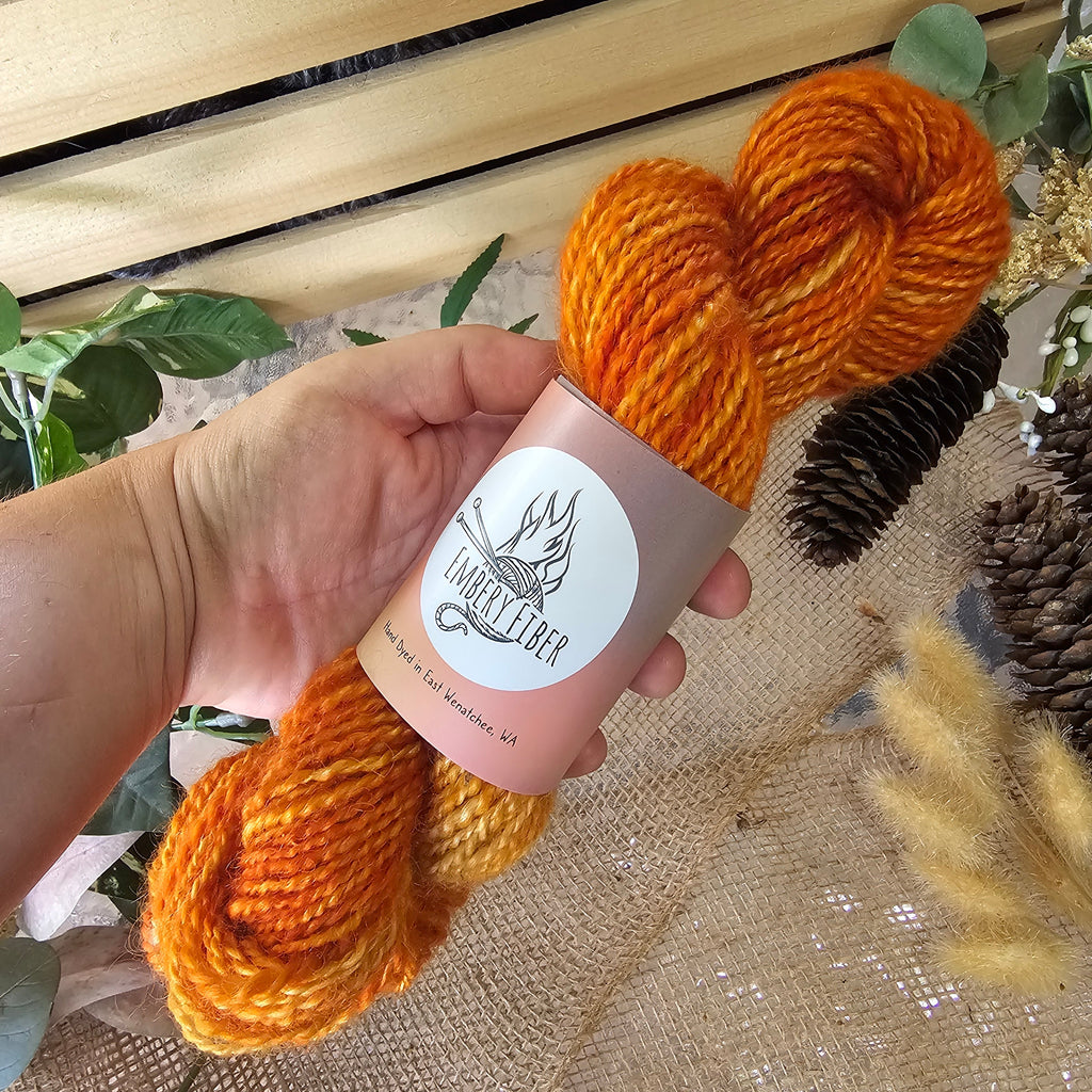 Autumn Ember | Handspun Mohair Yarn
