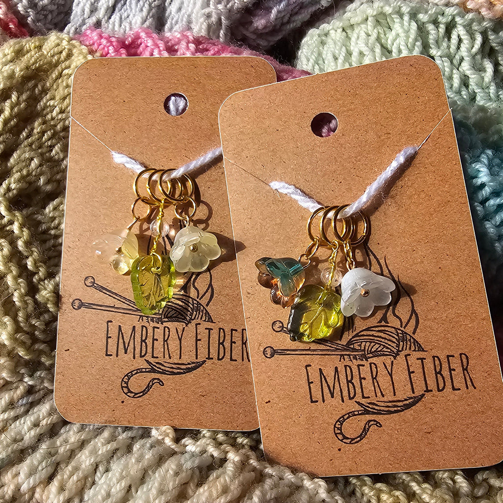 Glass Flower Stitch Markers & Progress Keeper