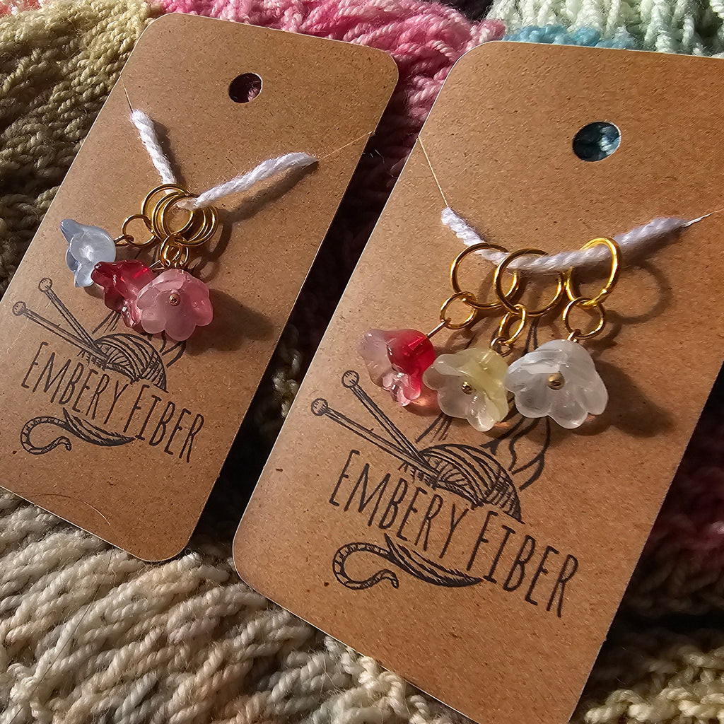 Glass Flower Stitch Markers & Progress Keeper